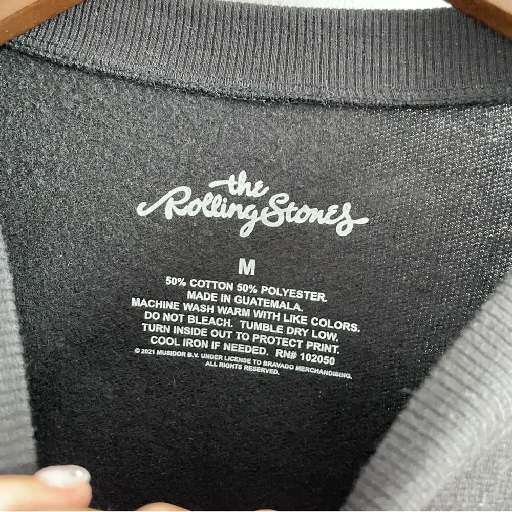 The Rolling Stones | Womens Black & Red Lip Logo With Hearts Sweatshirt Pullover - Picture 5 of 5